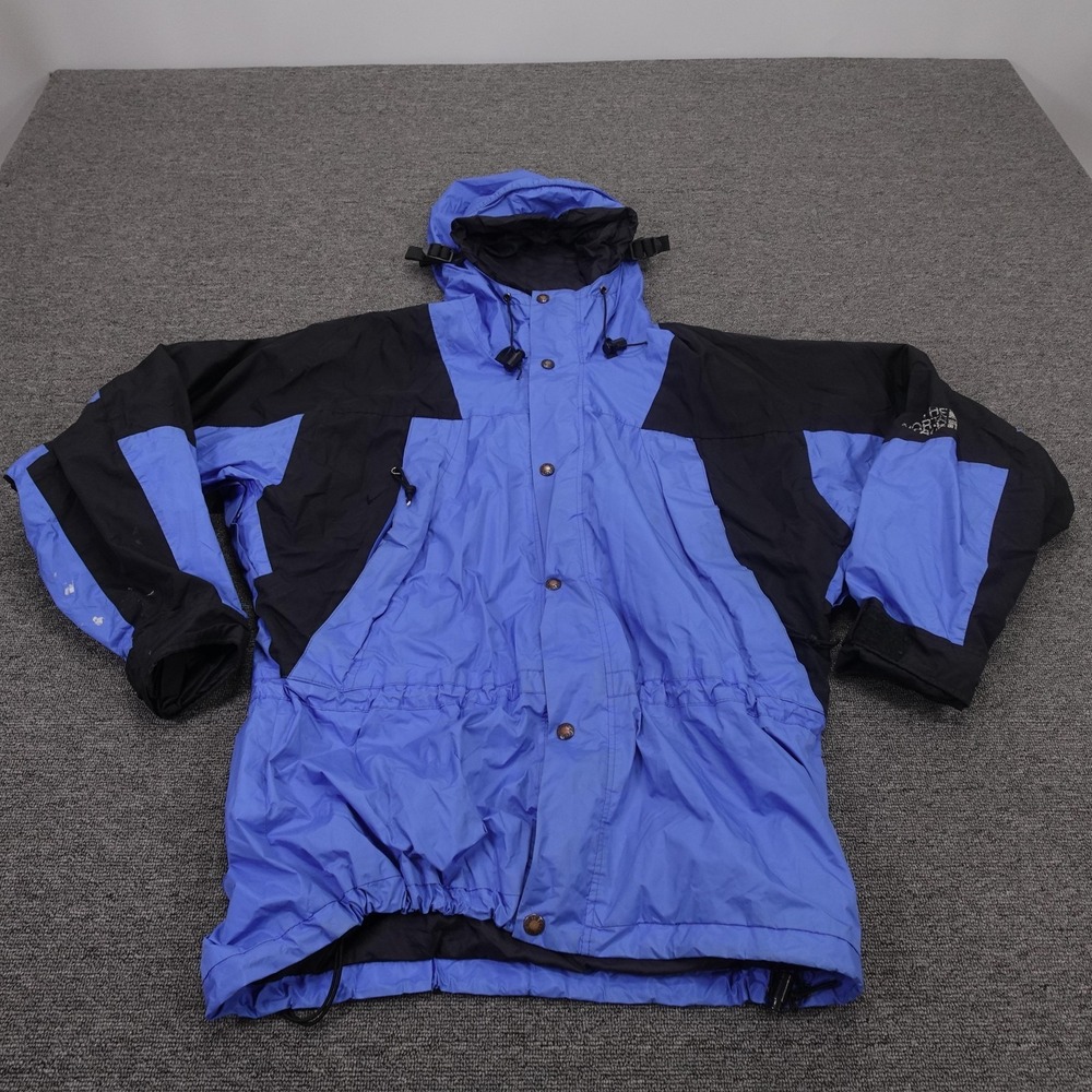 Vintage The North Face Jacket Shell Only Medium Blue Black Gore-Tex Ski Hood 90s
